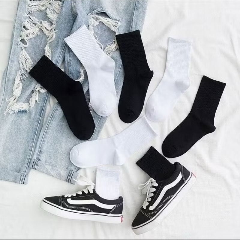 【點點生活】素色中筒襪 女生襪子 學生襪 中筒襪 女襪 襪子男 素色學生襪 白襪 棉襪 襪子 素色襪子-細節圖2