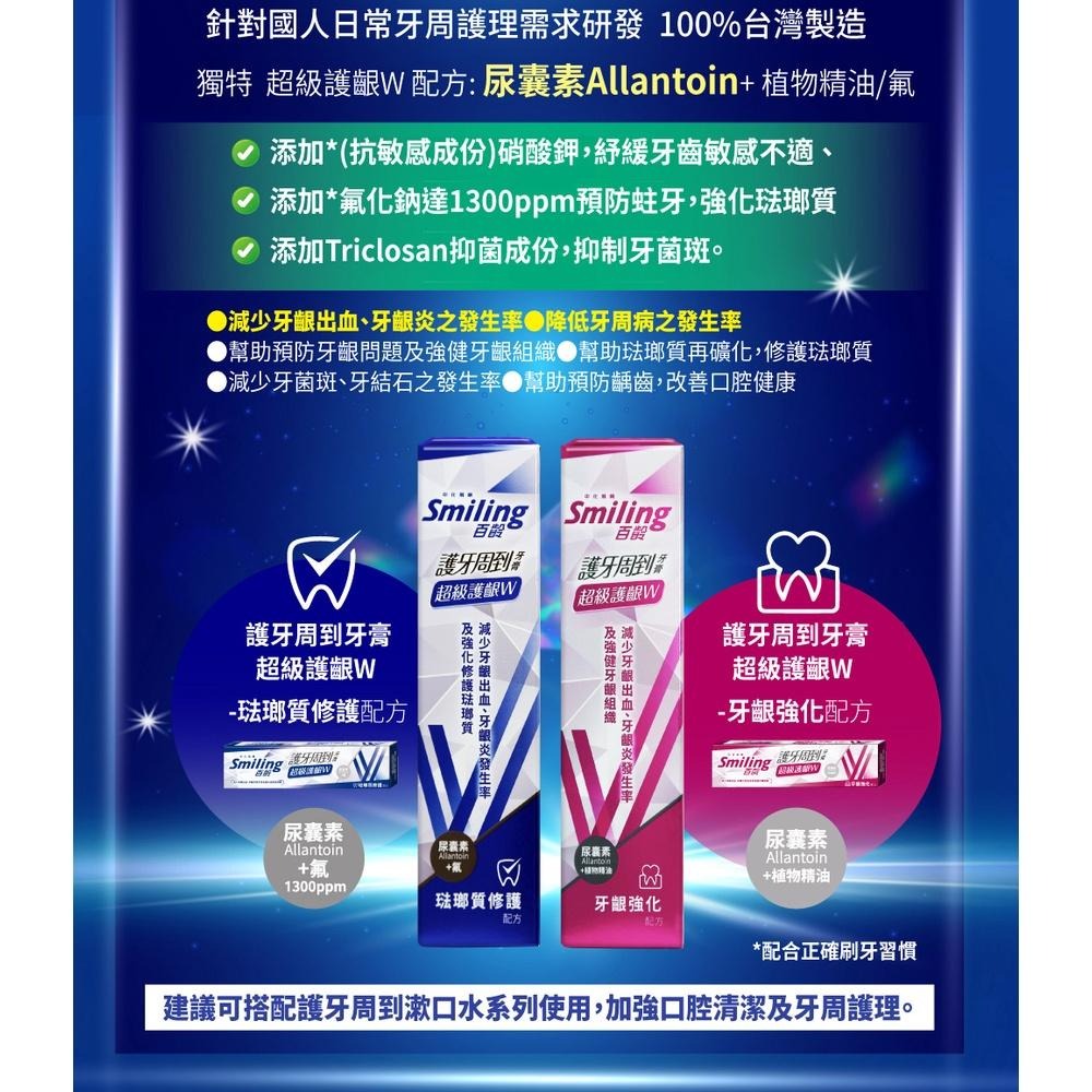 百齡Smiling 護牙周到牙膏-超級護齦W 110g(琺瑯質修護配方)-細節圖3