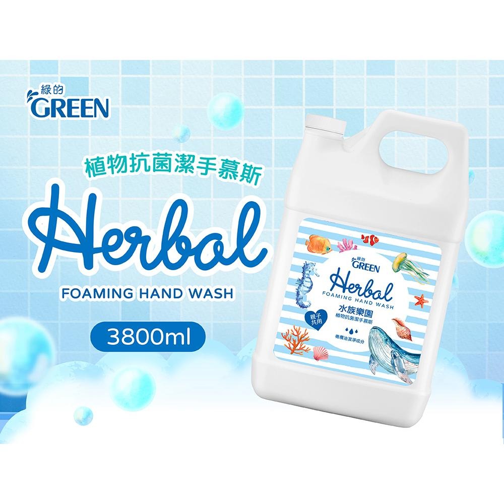 綠的GREEN 植物抗菌潔手慕斯加侖桶-水族樂園3800ml 洗手泡泡 洗手慕斯-細節圖2