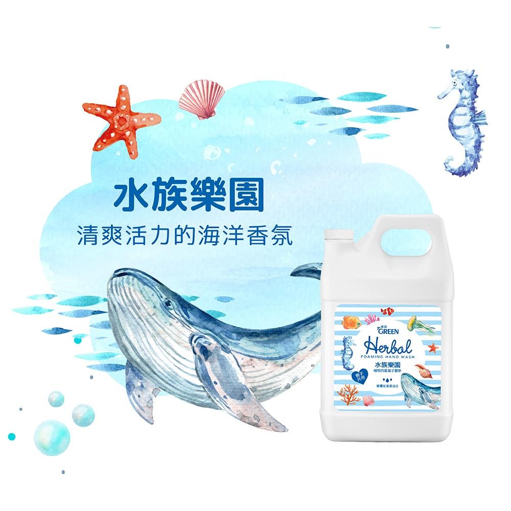綠的GREEN 植物抗菌潔手慕斯加侖桶-水族樂園3800ml 洗手泡泡 洗手慕斯-細節圖4