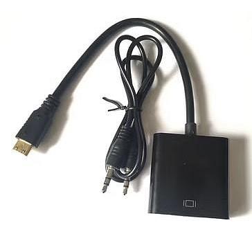 Mini HDMI公 轉 VGA母 轉接線 轉換線 帶音頻 Mini HDMI TO VGA
