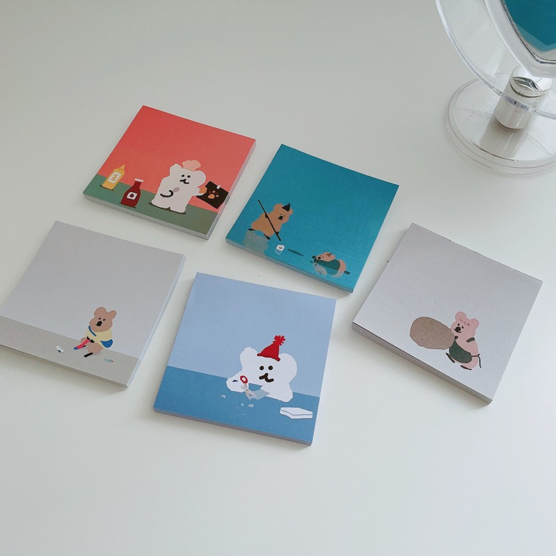 Knock Kncok- 現貨-手繪小熊無黏性便籤本7款-細節圖2