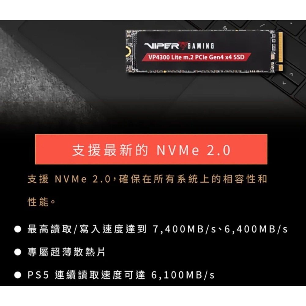 博帝 PATRiOT VIPER VP4300 Lite 2TB M.2 2280 PCIE SSD固態硬碟 (PS5)-細節圖2