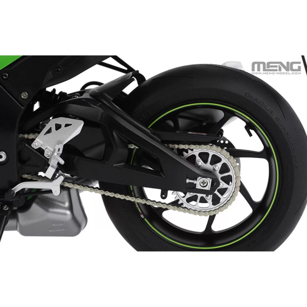 MENG 1/9 川崎 Ninja ZX-10RR 悅色版 (可搭購前可動式金屬前叉改裝件) 組裝模型-細節圖4
