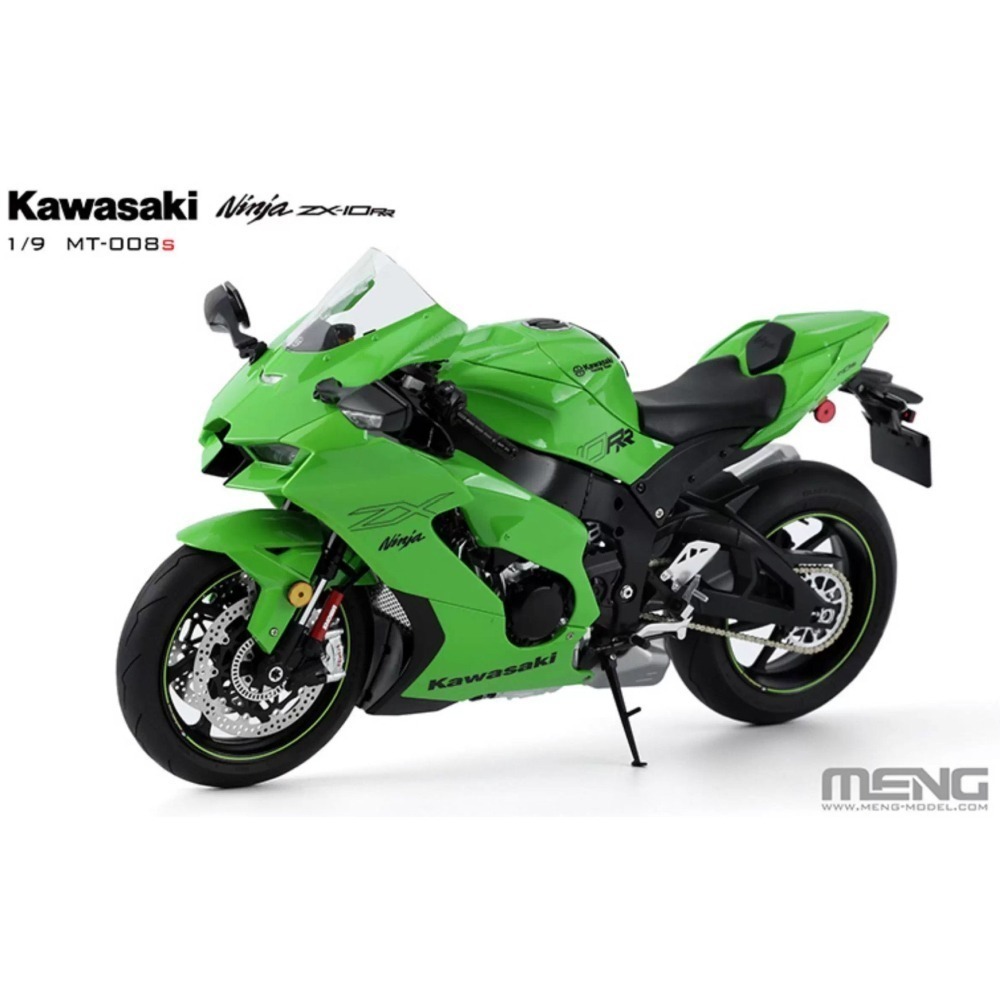 MENG 1/9 川崎 Ninja ZX-10RR 悅色版 (可搭購前可動式金屬前叉改裝件) 組裝模型-細節圖2