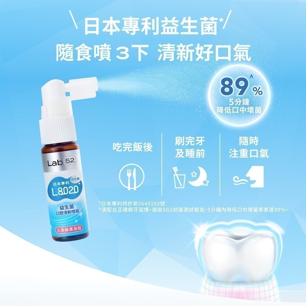 【Lab52齒妍堂】L8020益生菌口腔清新噴霧20mL(沁涼蘋果烏龍/清新柑橘)｜清新口氣 強健牙齦 口臭 口腔異味-細節圖5