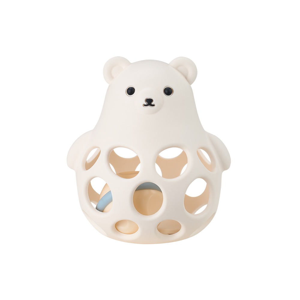【Lab52齒妍堂】大白熊洞洞固齒搖鈴玩具｜固齒器 手搖鈴 白金矽膠 無毒矽膠 100%食品級 嬰兒安撫玩具 防吃手神器-細節圖2