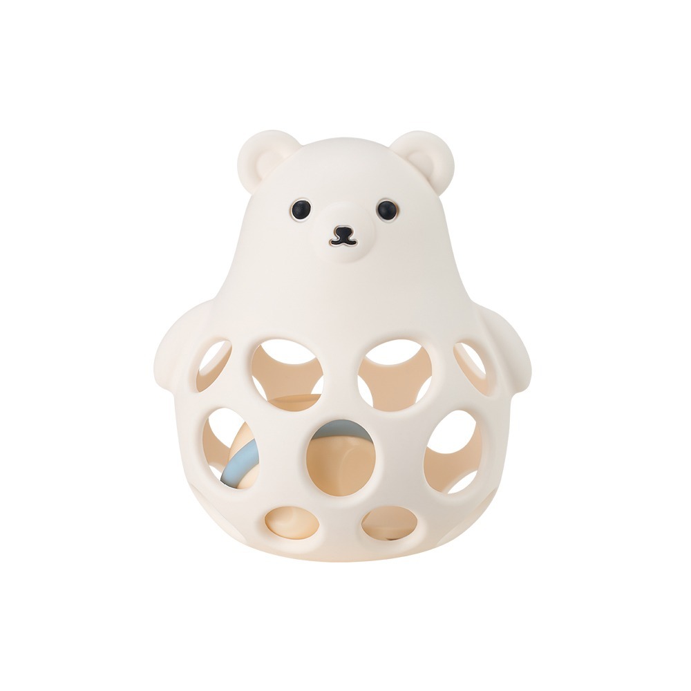 【Lab52齒妍堂】大白熊洞洞固齒搖鈴玩具｜固齒器 手搖鈴 白金矽膠 無毒 100%食品級 嬰兒安撫玩具 防吃手神器-細節圖2