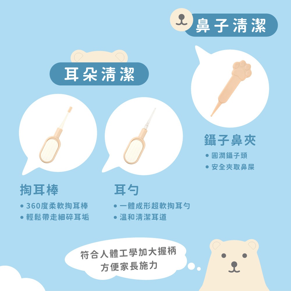 【Lab52齒妍堂】小熊嬰兒指甲護理六合一組｜新生兒指甲剪 指甲修剪器 新生兒護理 嬰兒磨甲器 嬰兒護理工具 掏耳棒-細節圖6