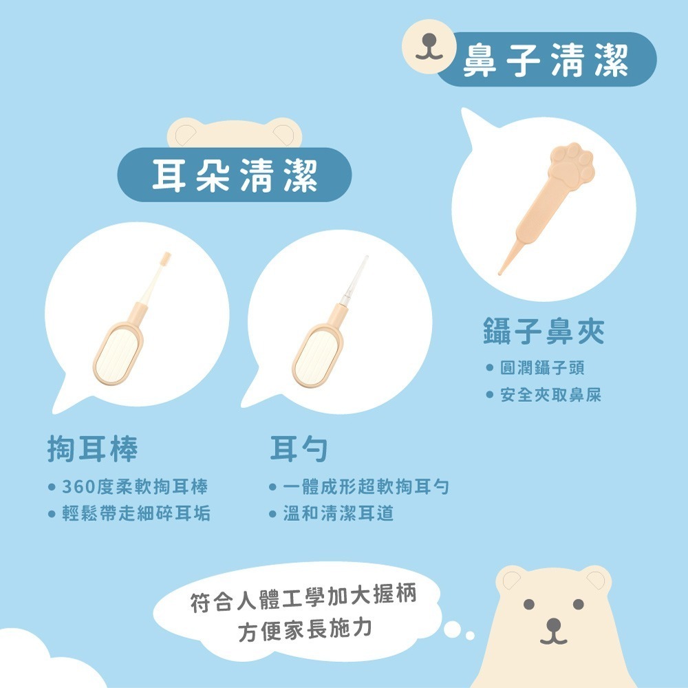 【Lab52齒妍堂】小熊嬰兒指甲護理六合一組｜新生兒指甲剪 指甲修剪器 新生兒護理 嬰兒磨甲器 嬰兒護理工具 掏耳棒-細節圖6