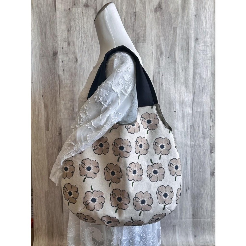 柔霧花園 柔軟水滴包 肩背 大容量 軟布包-細節圖2