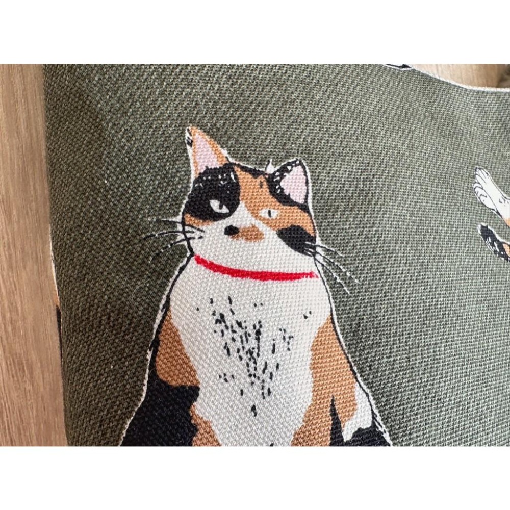 三花貓的慵懶午後 月弧肩背包 貓咪花布 日系手作包-細節圖8