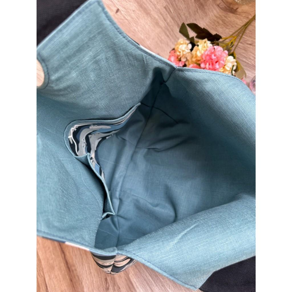 山嵐裡的貓影 柔軟水滴包 肩背 大容量 軟布包-細節圖6