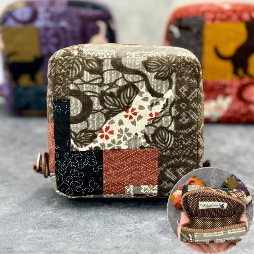 貓咪窗花 方形拉鍊收納包 可拆式手腕帶 手作小物包 行動電源包-細節圖7