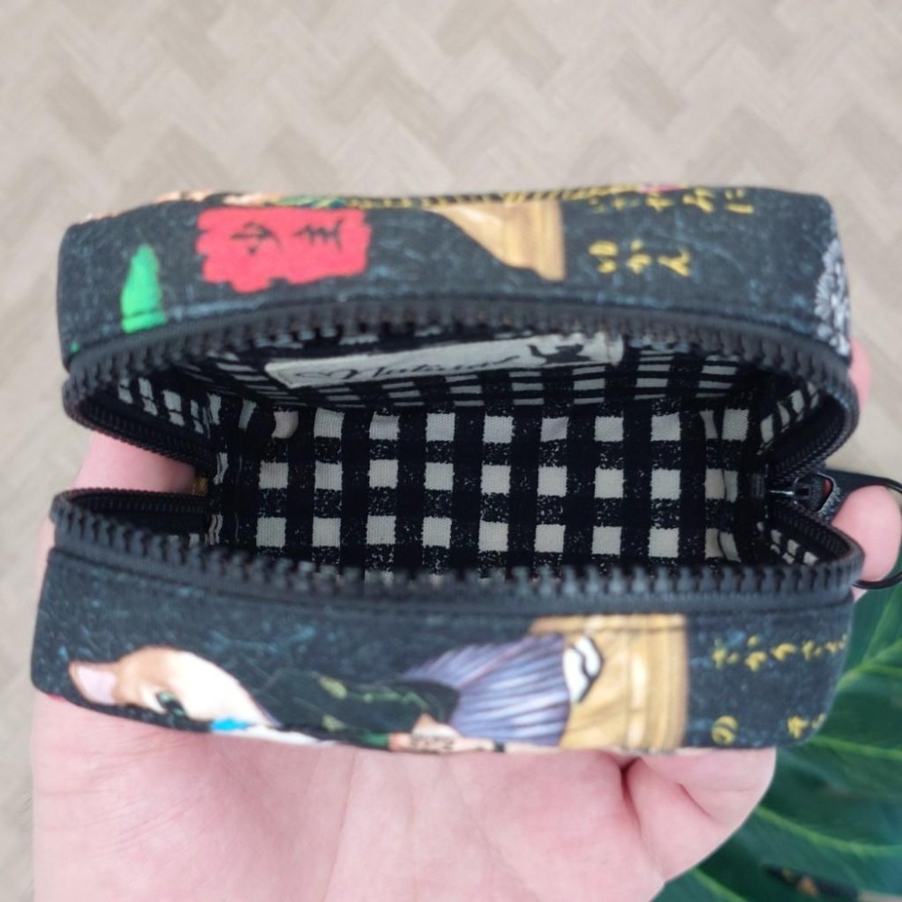 日系 江戶武士貓 方形拉鍊收納包 可拆式手腕帶 手作小物包 行動電源包-細節圖7