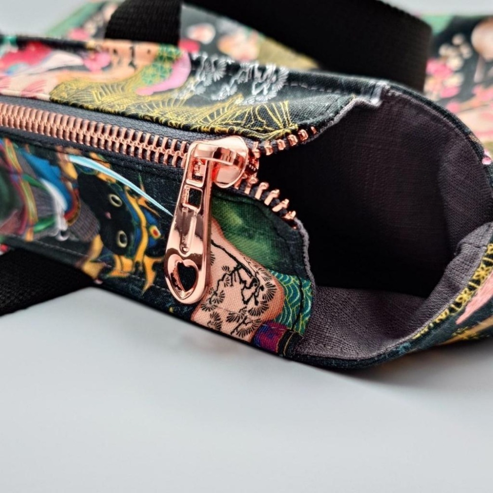 黑 江戶武士貓 大容量 手提包 肩背包 托特包 手挽包 購物袋-細節圖3