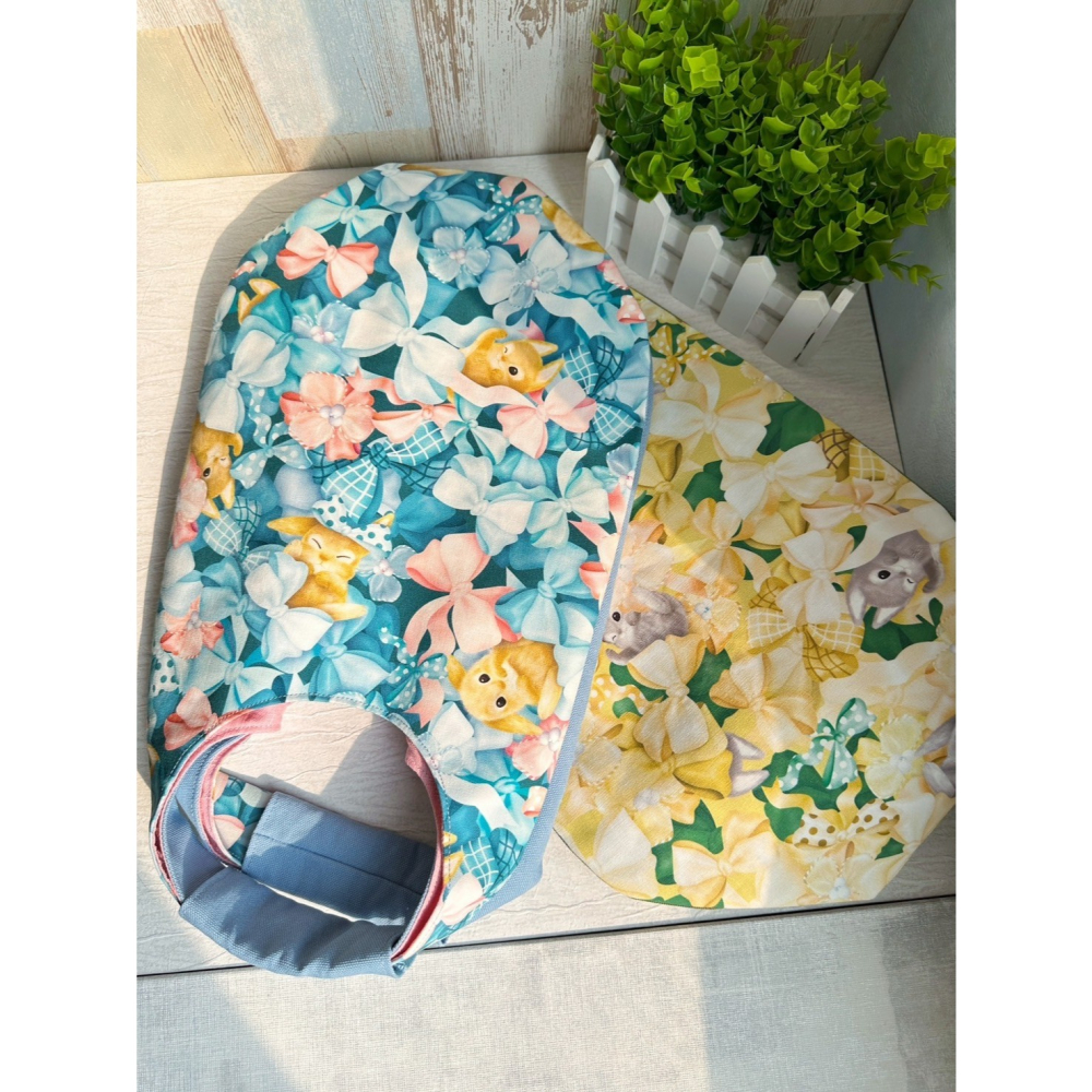 蝴蝶結兔兔 簡約風拼接手提包 手拿包 輕便包-細節圖2