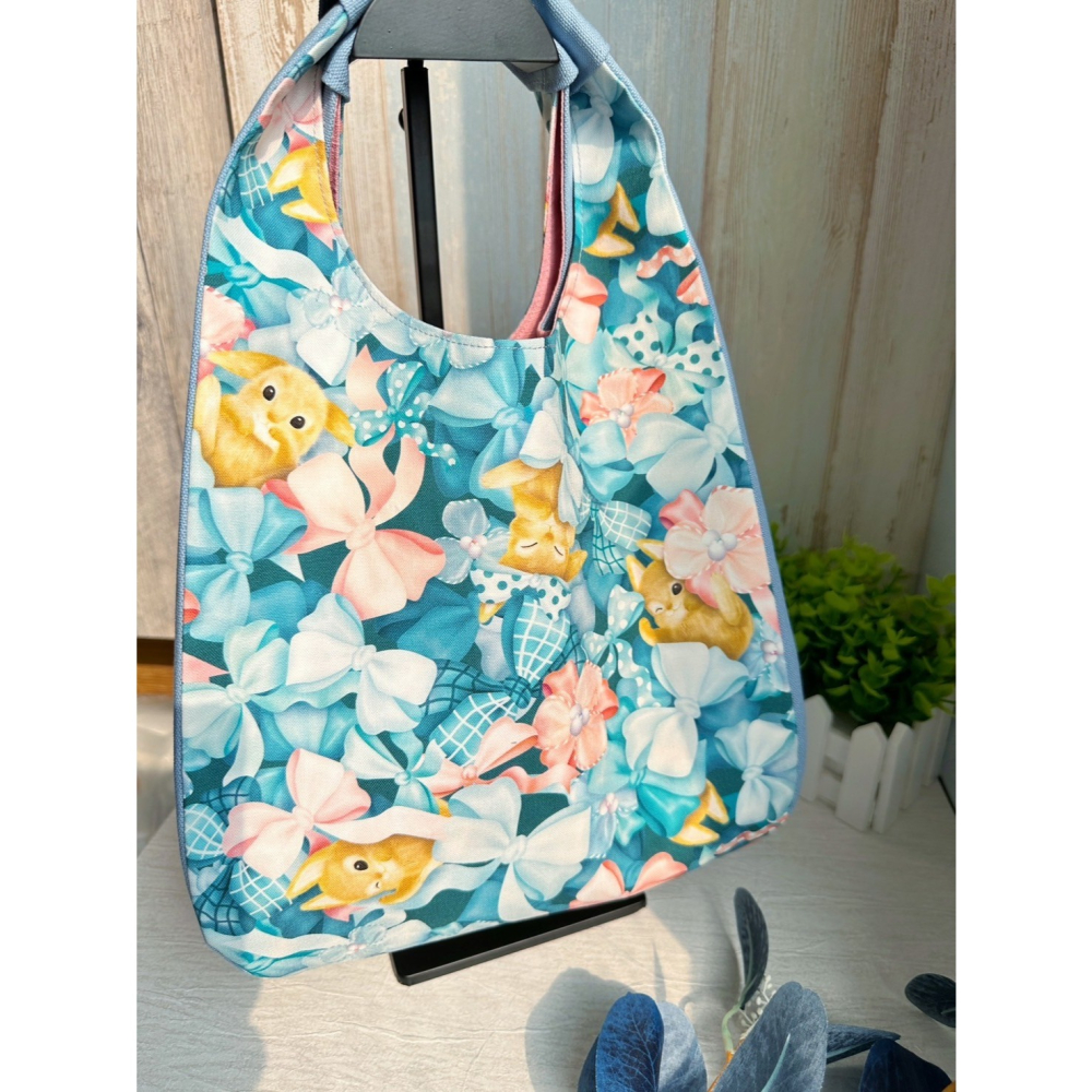 蝴蝶結兔兔 簡約風拼接手提包 手拿包 輕便包-細節圖5