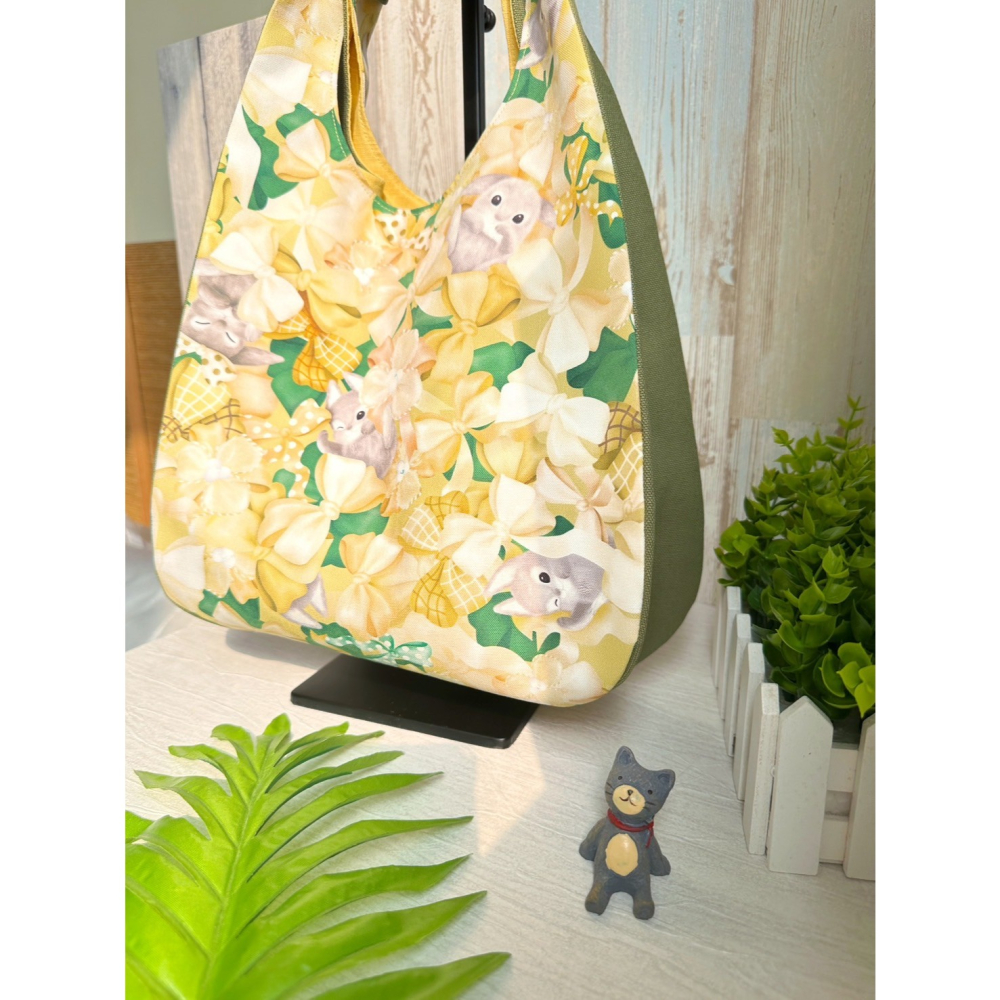 蝴蝶結兔兔 簡約風拼接手提包 手拿包 輕便包-細節圖7