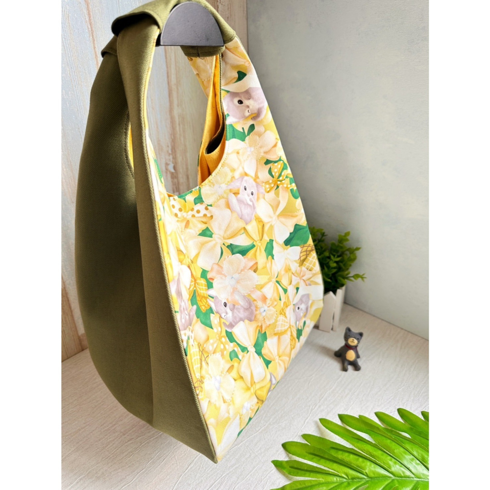 蝴蝶結兔兔 簡約風拼接手提包 手拿包 輕便包-細節圖8