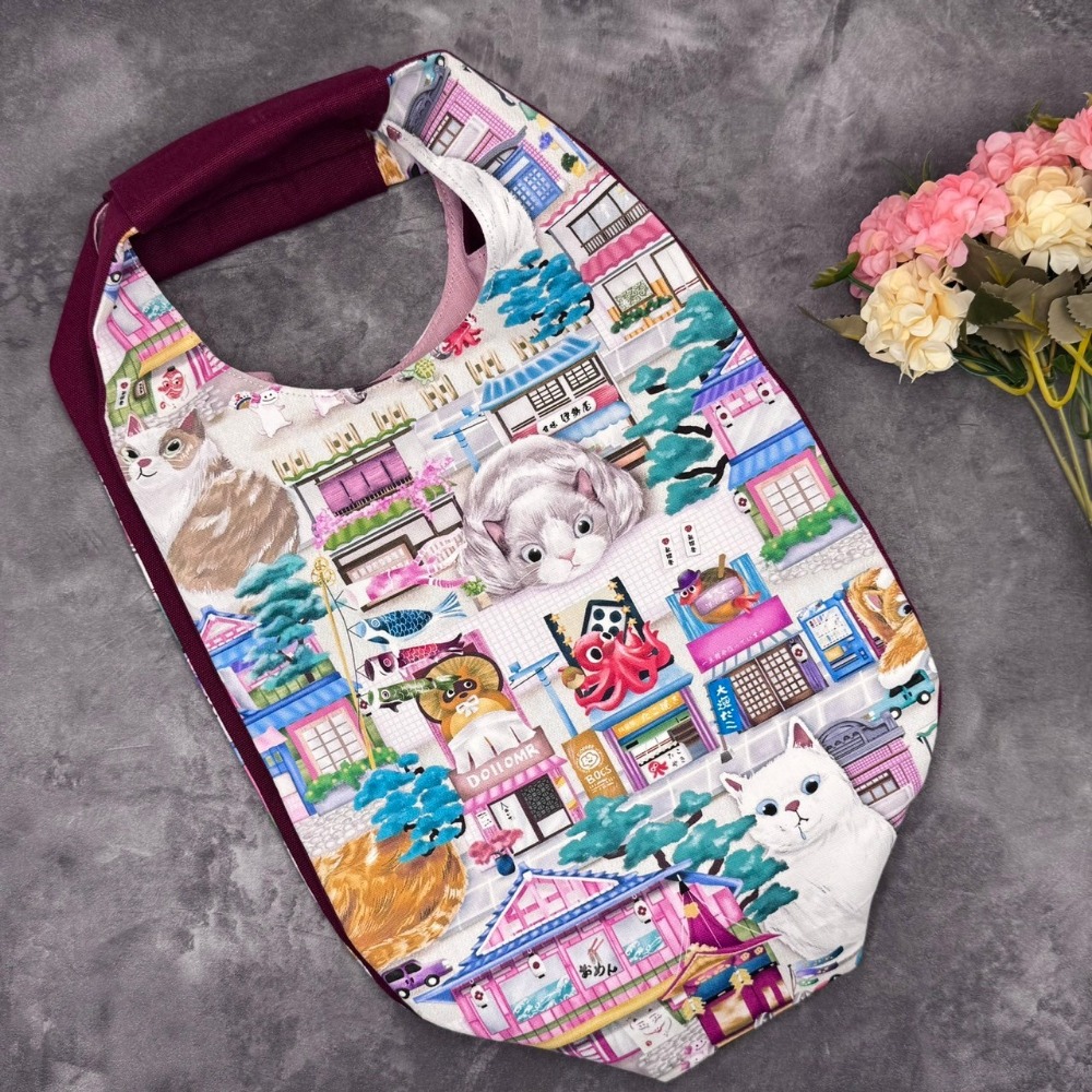 手繪大貓咪 簡約風拼接手提包 手拿包 輕便包-規格圖10