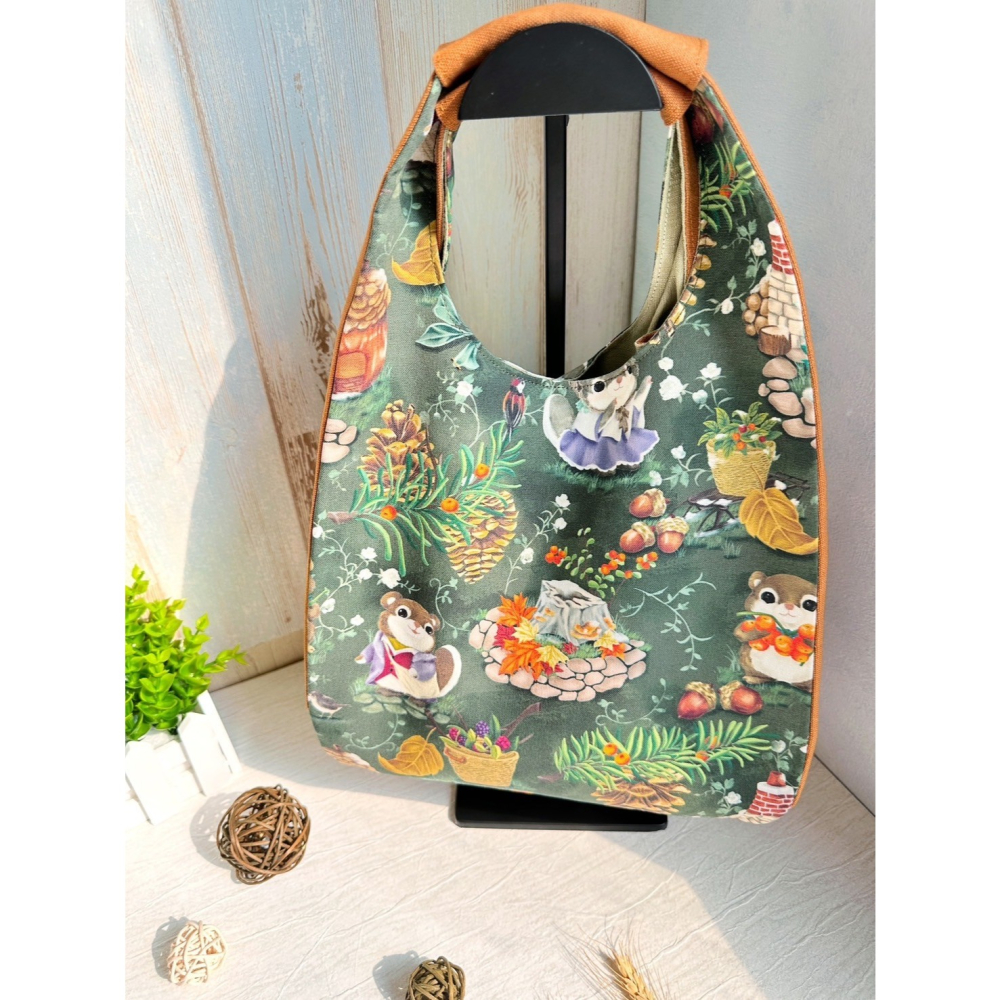 豐收鼠鼠 簡約風拼接手提包 手拿包 輕便包-細節圖4