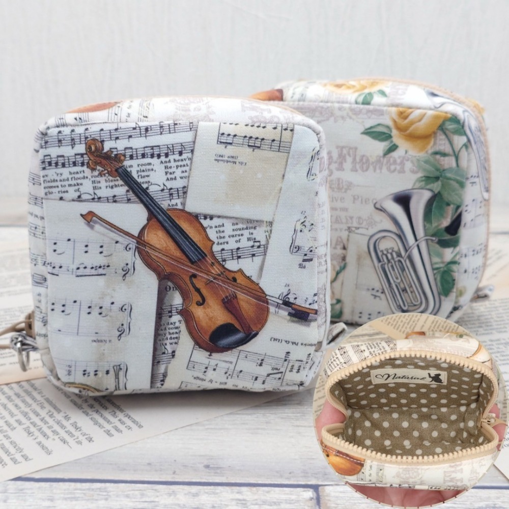 音符樂譜 方形拉鍊收納包 可拆式手腕帶 手作小物包 行動電源包-規格圖9