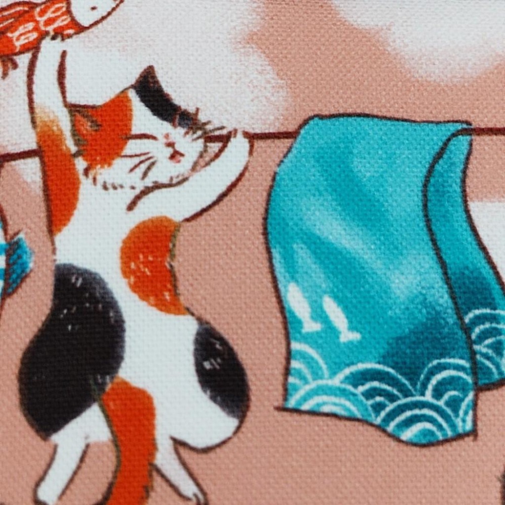 貓咪曬衣樂 方形拉鍊收納包 可拆式手腕帶 手作小物包 行動電源包-細節圖8