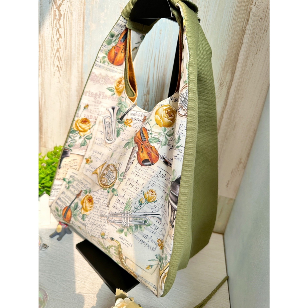 音符樂譜 簡約風拼接手提包 手拿包 輕便包-細節圖3