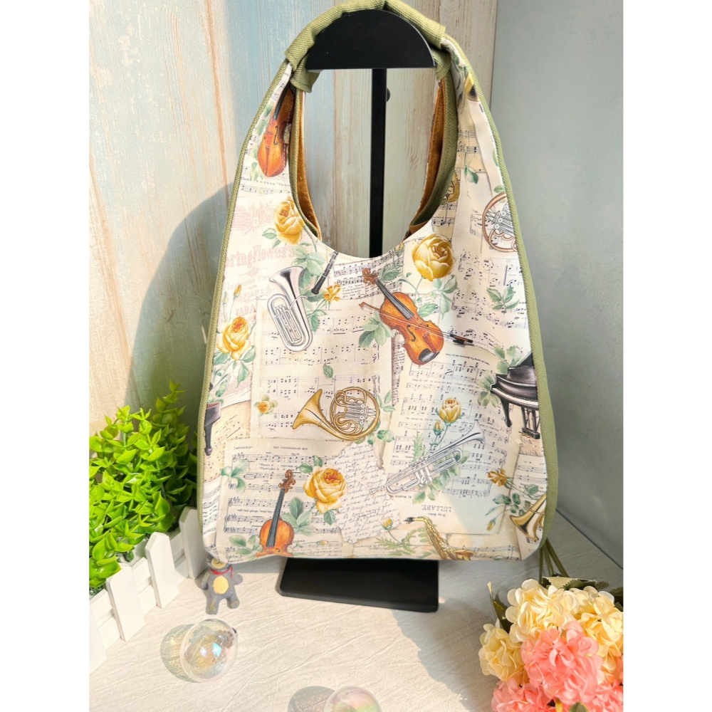 音符樂譜 簡約風拼接手提包 手拿包 輕便包-細節圖4