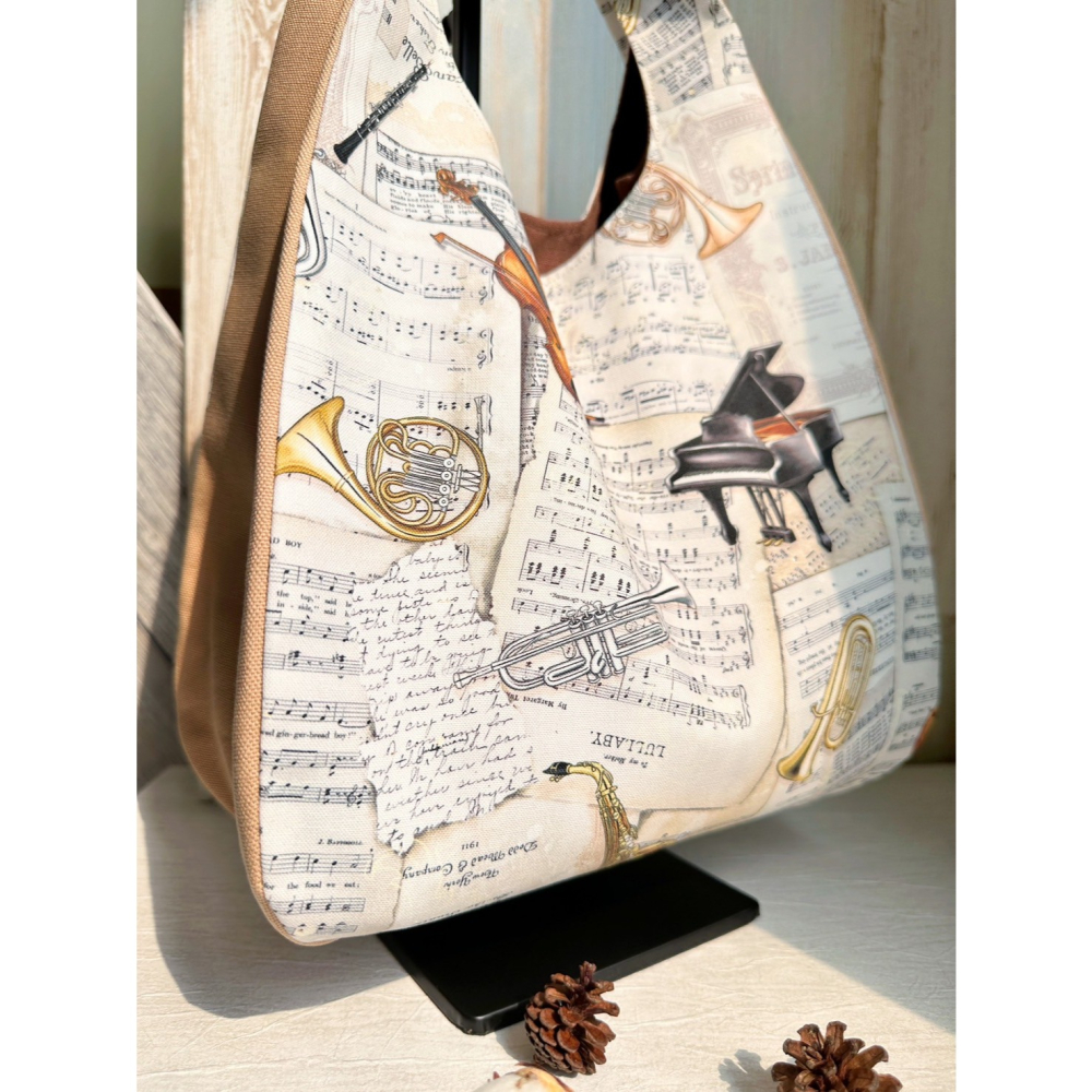 音符樂譜 簡約風拼接手提包 手拿包 輕便包-細節圖6