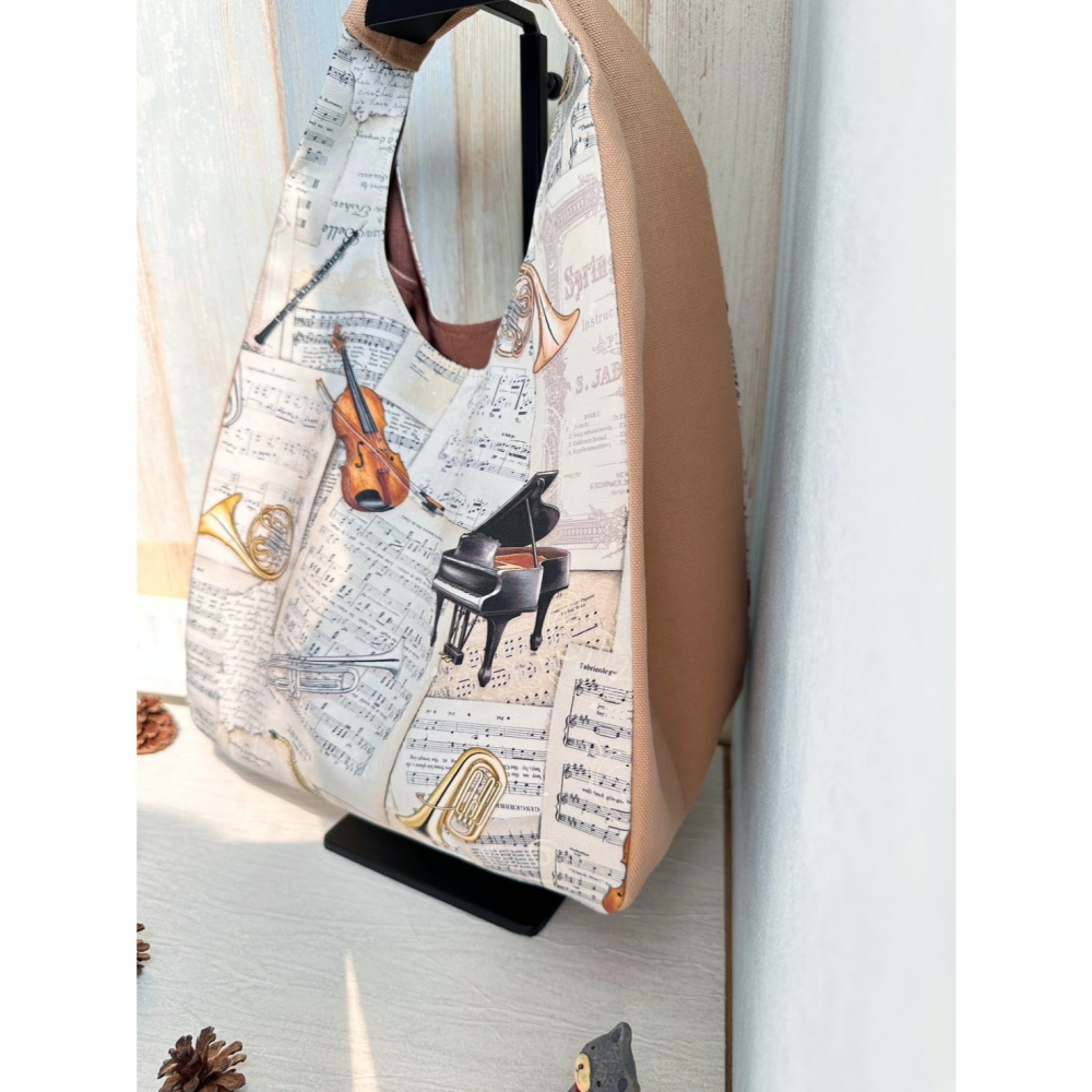音符樂譜 簡約風拼接手提包 手拿包 輕便包-細節圖7
