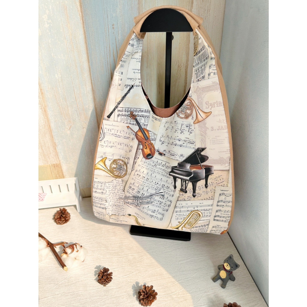 音符樂譜 簡約風拼接手提包 手拿包 輕便包-細節圖8