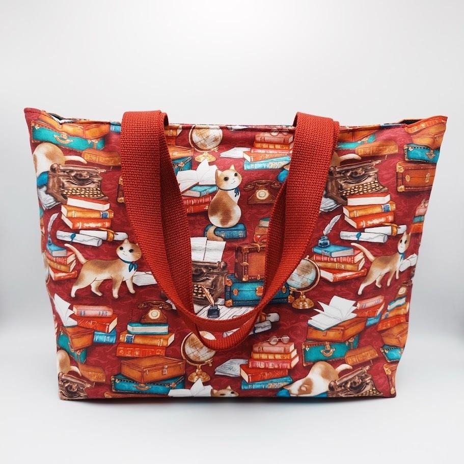 書房躲貓貓 大容量 手提包 肩背包 托特包 手挽包 購物袋 環保袋-細節圖3