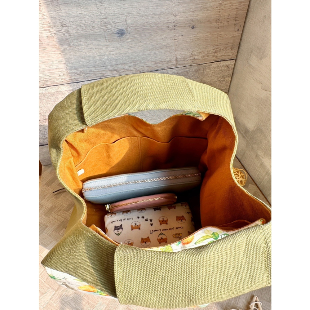 小橘貓咪 簡約風拼接手提包 手拿包 輕便包-細節圖3