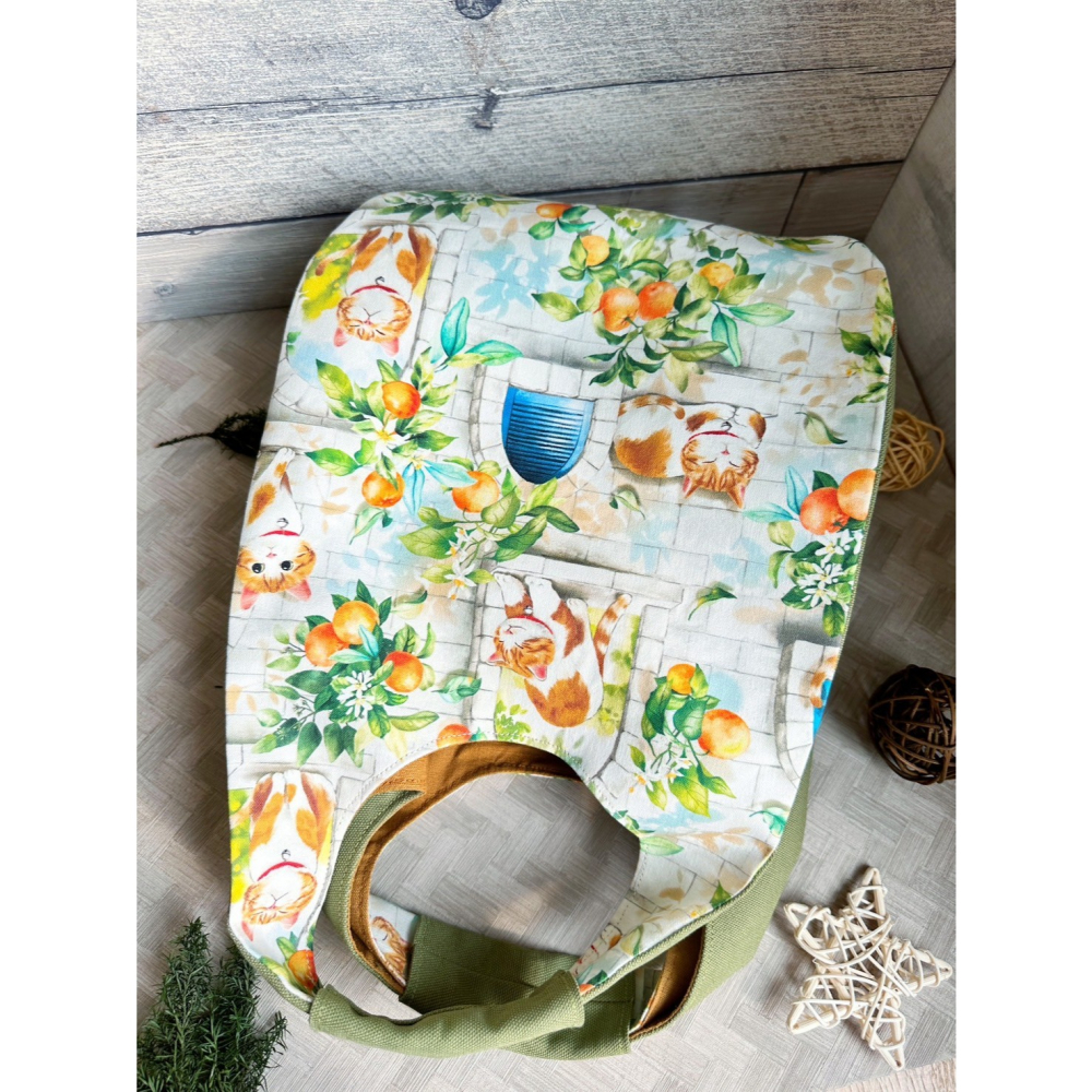 小橘貓咪 簡約風拼接手提包 手拿包 輕便包-細節圖4