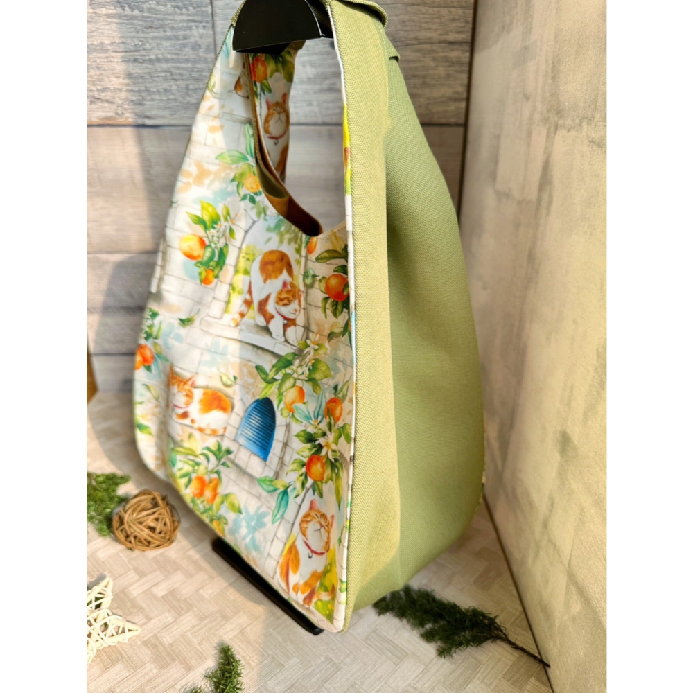 小橘貓咪 簡約風拼接手提包 手拿包 輕便包-細節圖5