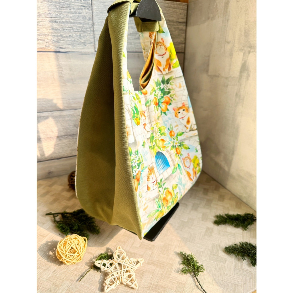 小橘貓咪 簡約風拼接手提包 手拿包 輕便包-細節圖6