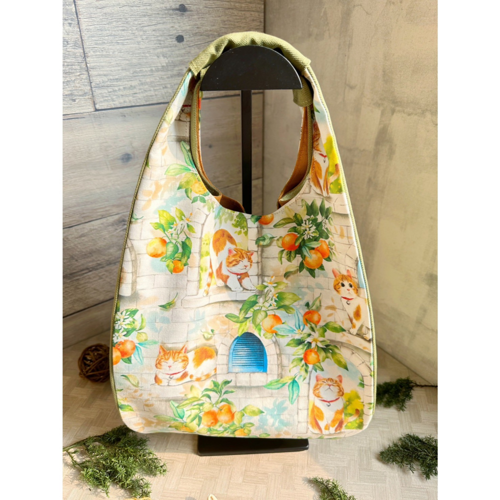 小橘貓咪 簡約風拼接手提包 手拿包 輕便包-細節圖7