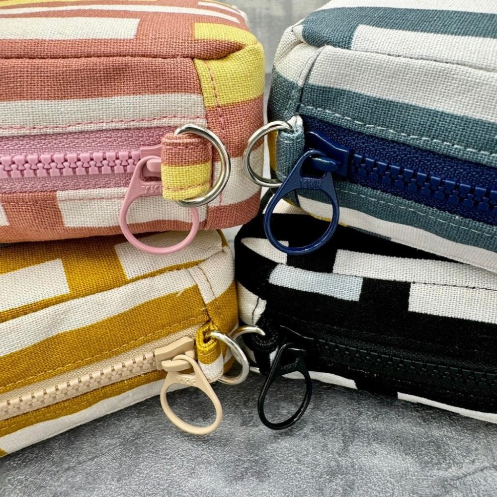 簡約條紋 方形拉鍊收納包 可拆式手腕帶 手作小物包 行動電源包-細節圖4