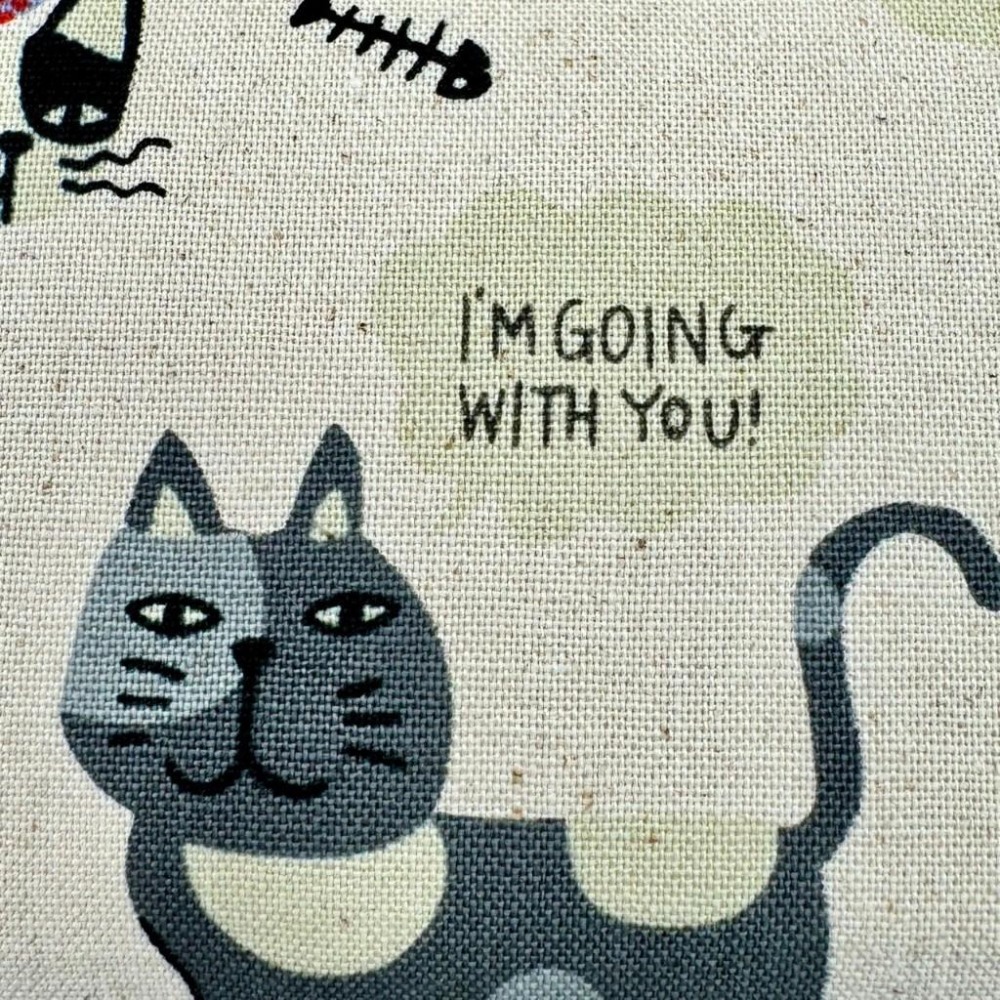 【台灣手作】灰色可愛貓咪 棉麻混紡手作三層零錢包 畢業送禮-細節圖6