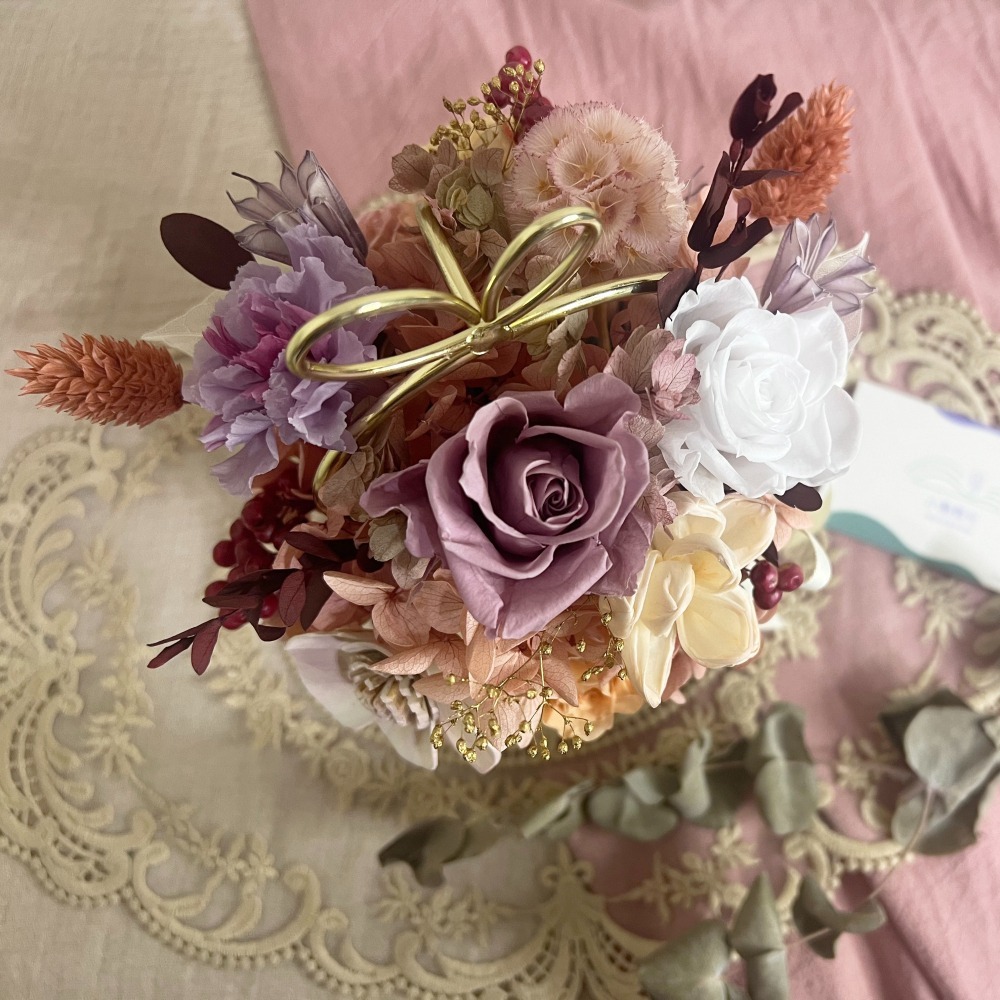 【祝福】金框愛心小桌花-細節圖2