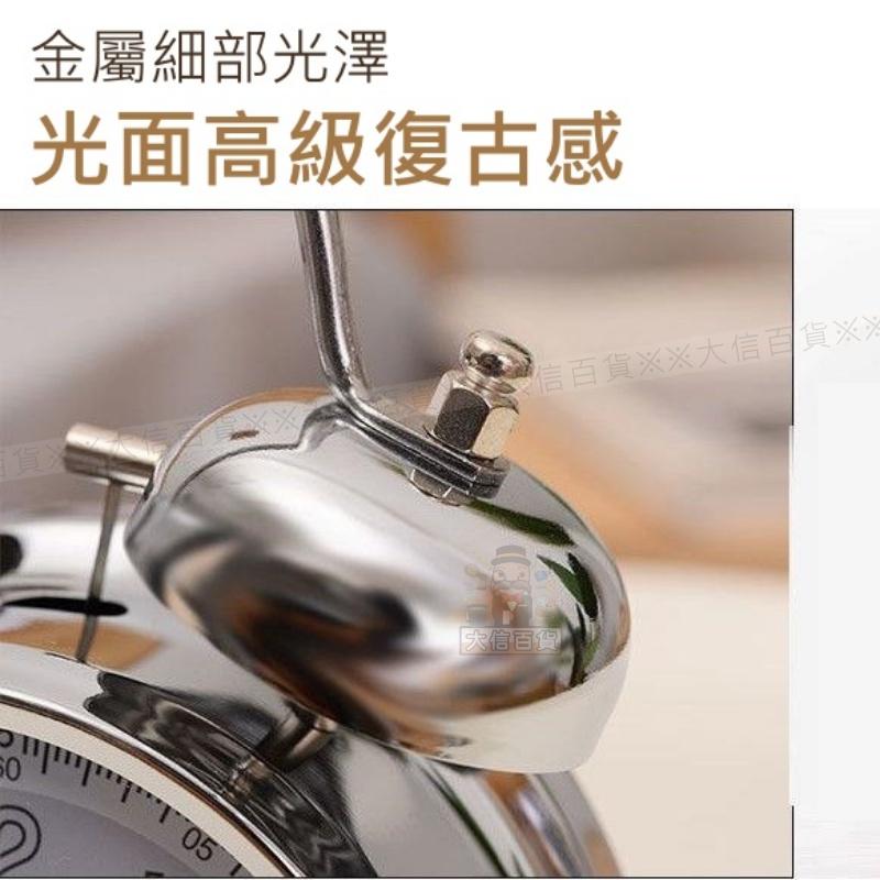 大信百貨》超大聲!! 銀色復古 雙耳打鈴鬧鐘 夜燈鬧鐘 簡約時尚鬧鐘 金屬打鈴鬧鐘 鬧鐘 宿舍 賴床 大鈴聲鬧鐘-細節圖5