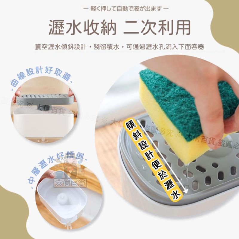 大信百貨》按壓式皂液盒【送菜瓜布❗️】起泡器 菜瓜布 按壓式 廚房用品 泡泡 按壓泡泡 出液盒 清潔盒-細節圖4