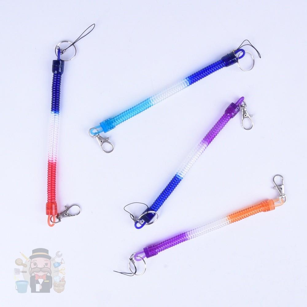 大信百貨》21cm 彈簧鑰匙圈 鑰匙圈 伸縮彈簧扣 防盜彈簧鑰匙圈 防掉鍊 彩色彈簧鏈，彈簧鑰匙圈-細節圖2