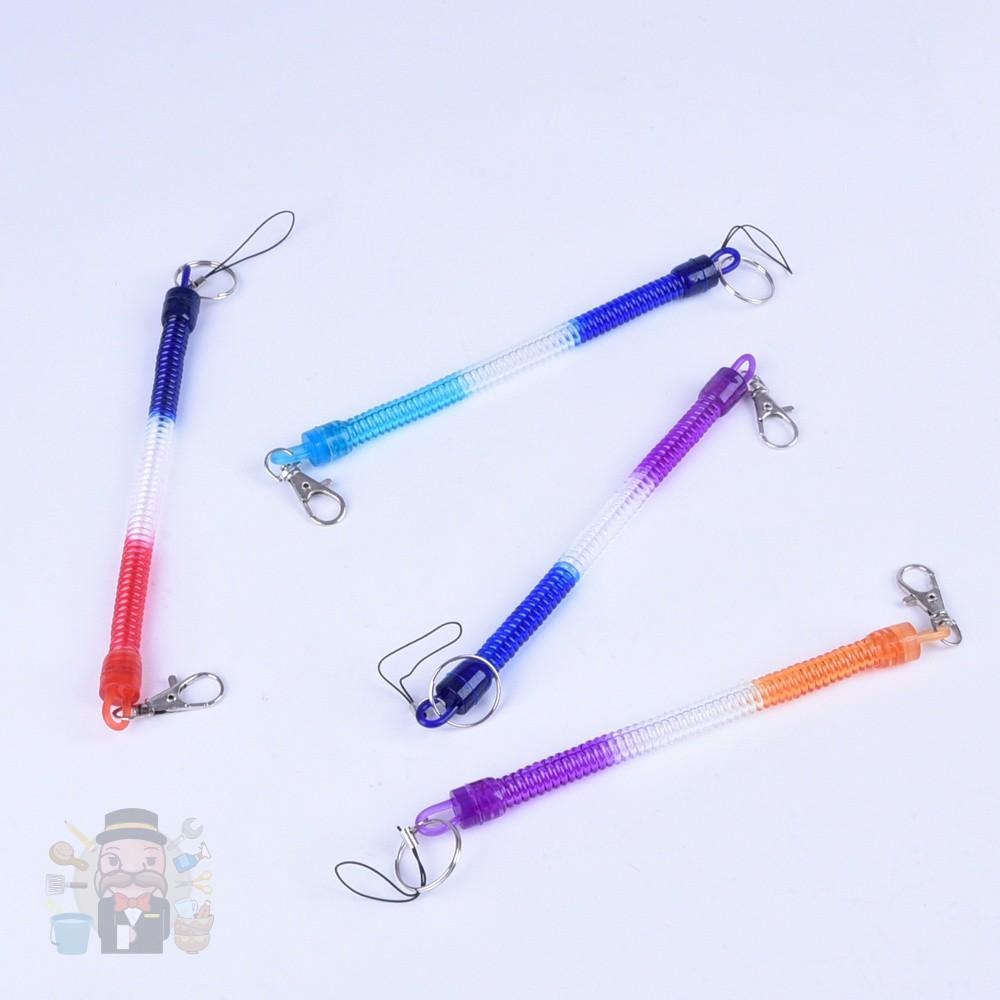 大信百貨》21cm 彈簧鑰匙圈 鑰匙圈 伸縮彈簧扣 防盜彈簧鑰匙圈 防掉鍊 彩色彈簧鏈，彈簧鑰匙圈-細節圖3