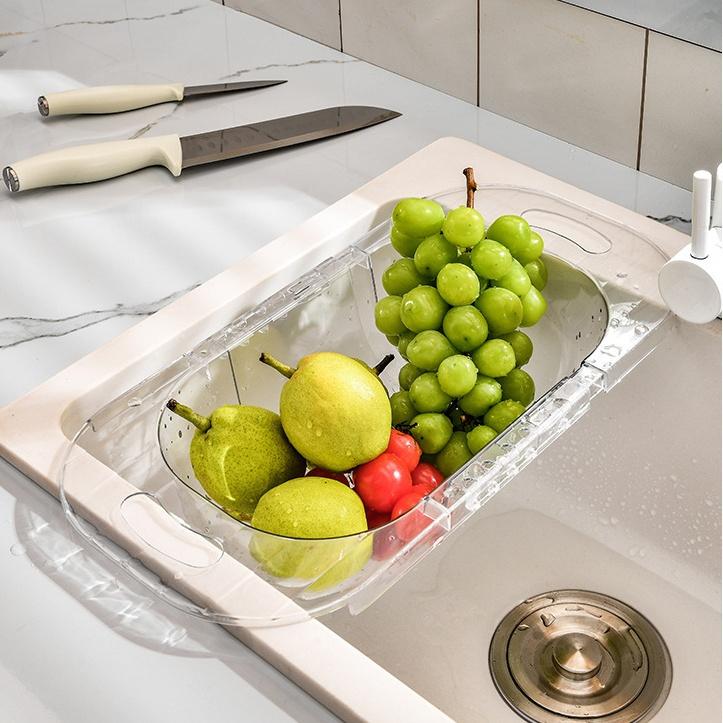 大信百貨》清透質感 伸縮瀝水架【高顏值🧙🏻‍♂️】碗盤瀝水 水槽瀝水架 蔬菜收納架 瀝水籃 碗碟架 水槽置物 瀝水收納-細節圖8