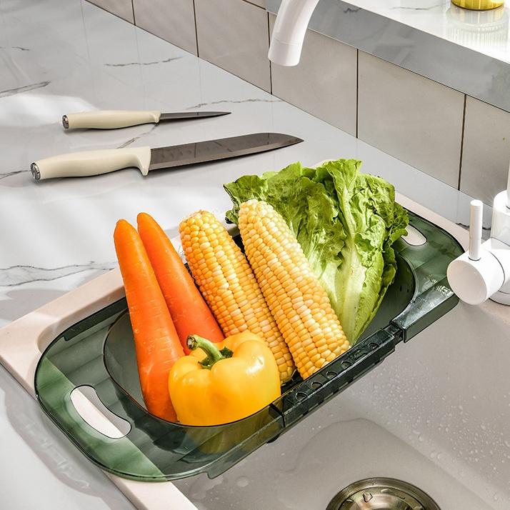 大信百貨》清透質感 伸縮瀝水架【高顏值🧙🏻‍♂️】碗盤瀝水 水槽瀝水架 蔬菜收納架 瀝水籃 碗碟架 水槽置物 瀝水收納-細節圖9