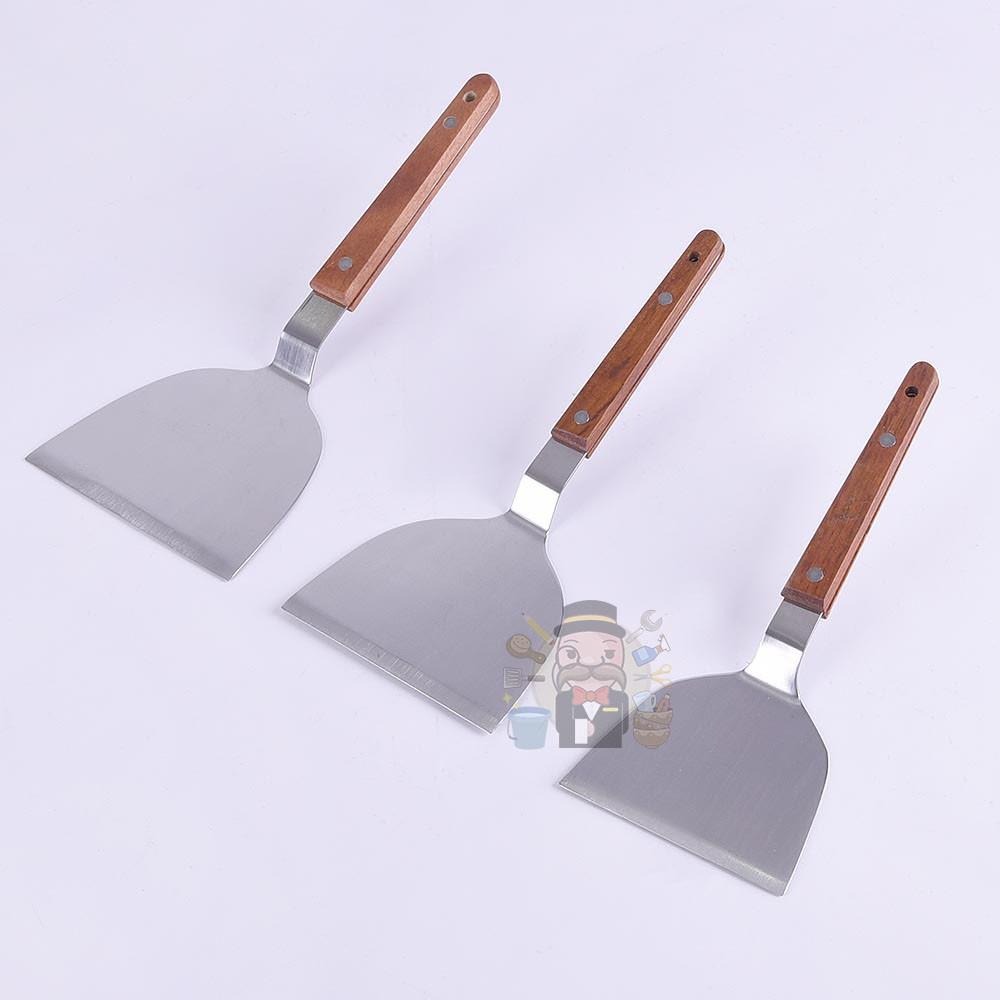 大信百貨》料理鏟 鐵板燒煎鏟 木柄鐵板燒鏟 鐵板燒平鏟 煎鏟 共三款大小，鐵板鏟-細節圖2