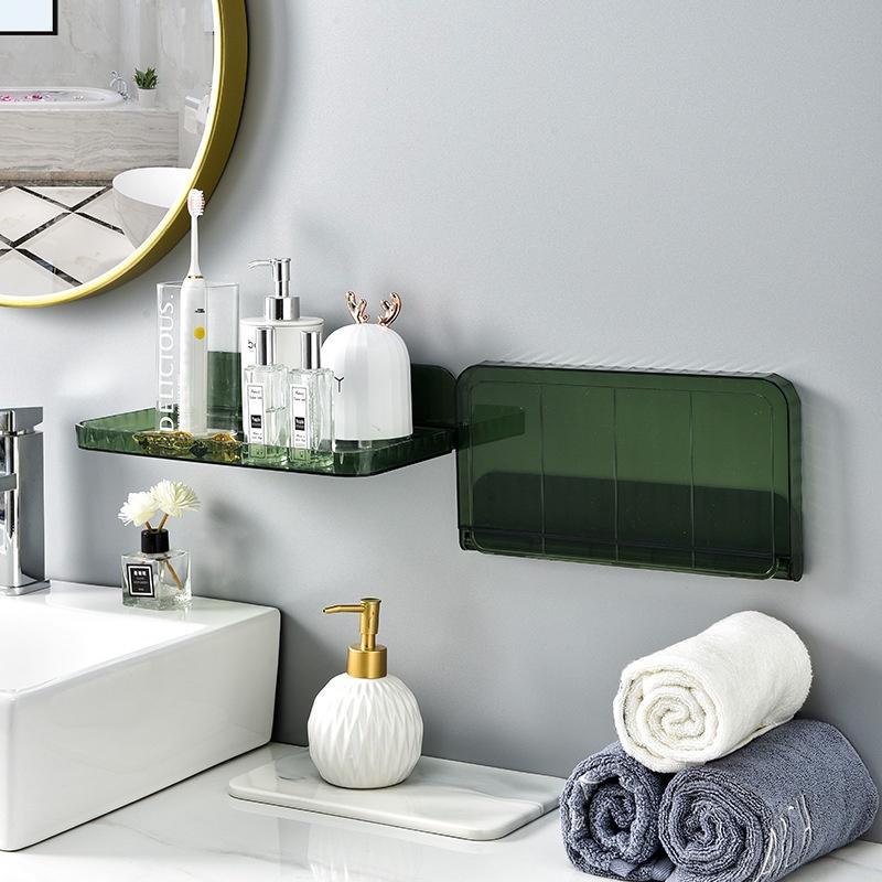 大信百貨》輕奢質感 壁掛收納架【輕透高級✨】保養品收納盒 無痕壁掛式收納盒 壁掛式收納盒 無痕置物架 收納盒-細節圖5